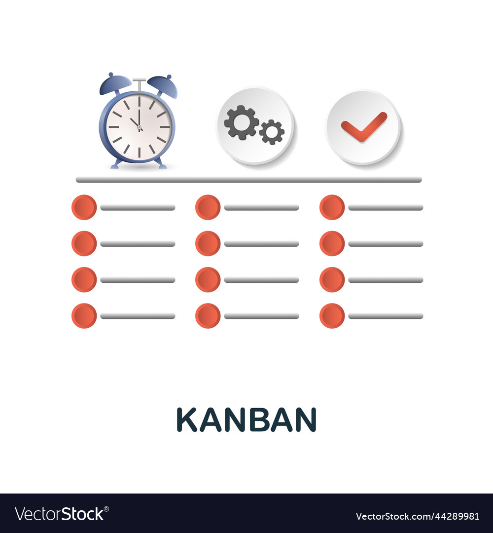 Kanban icon 3d from project development vector image Kanban icon 3d from project development