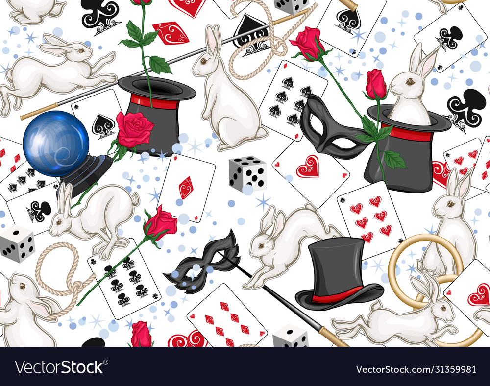 Magician items seamless pattern background