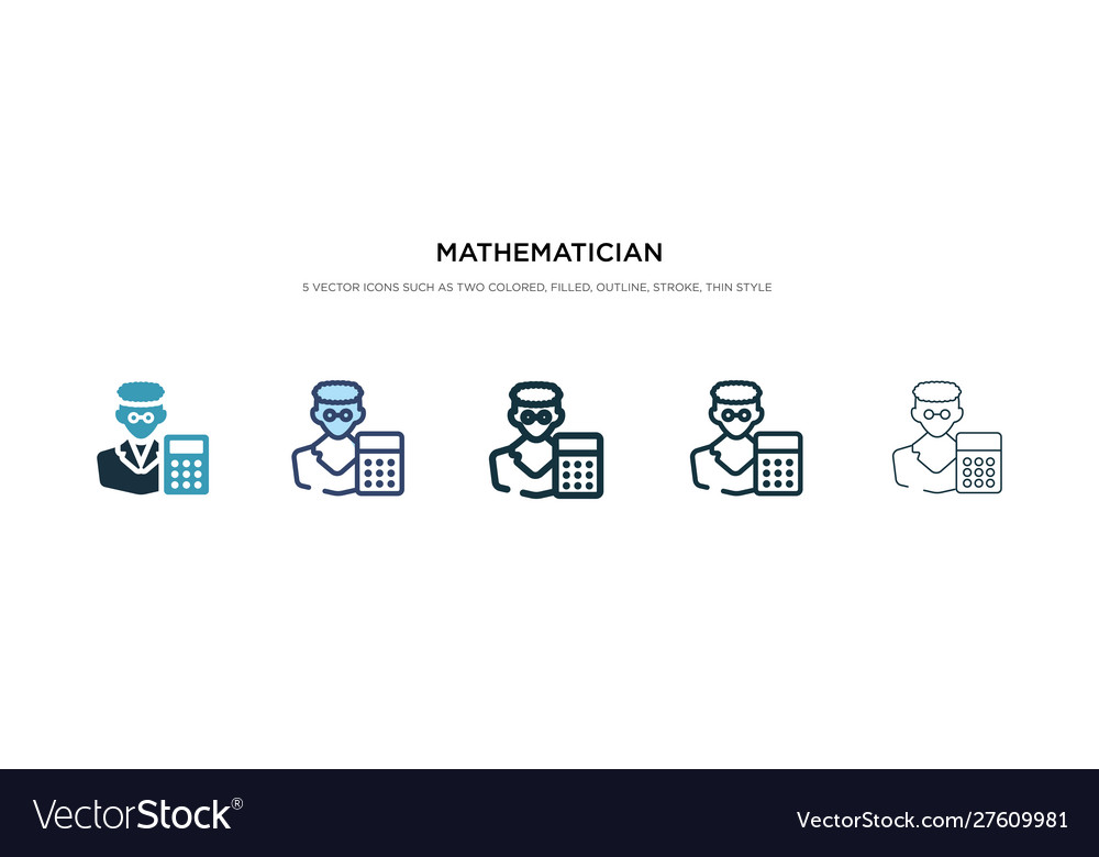 Mathematician icon in different style two vector image Mathematician icon in different style two