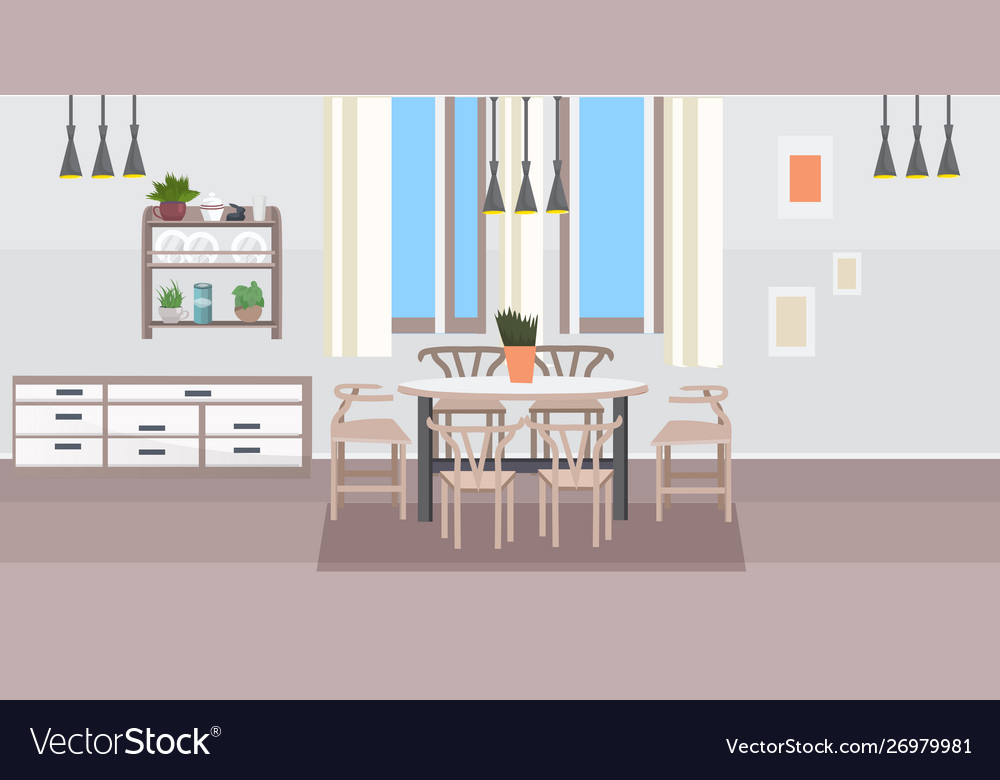 Modern kitchen interior empty no people dining Vector Image