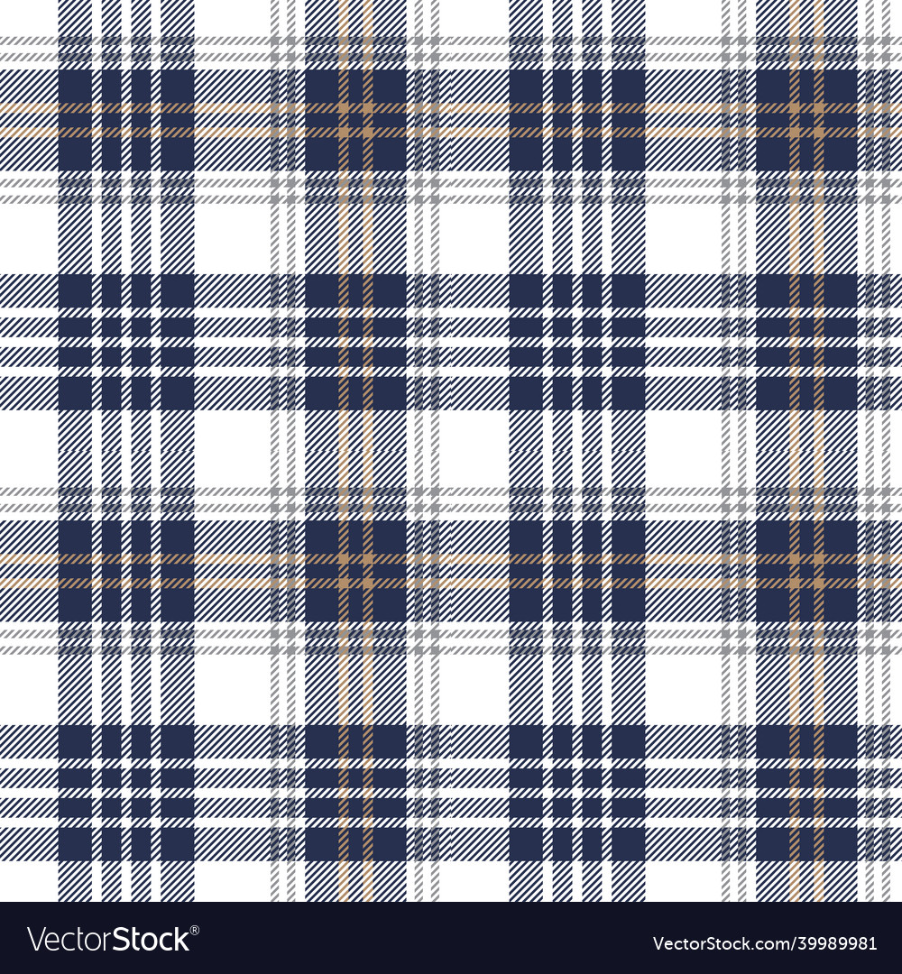 Navy beige white tartan plaid pattern Royalty Free Vector