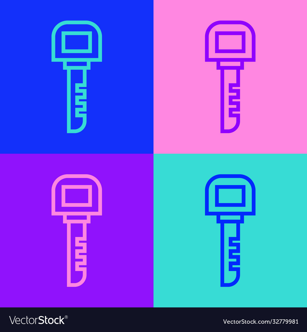 Pop art line key icon isolated on color background Vector Image Pop art line key icon isolated on color background