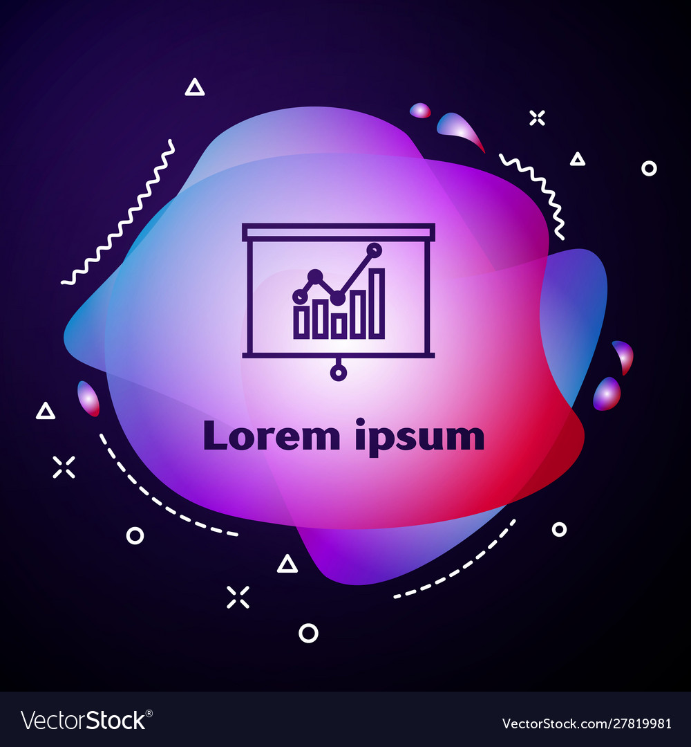 Purple line board with graph chart icon isolated vector image Purple line board with graph chart icon isolated