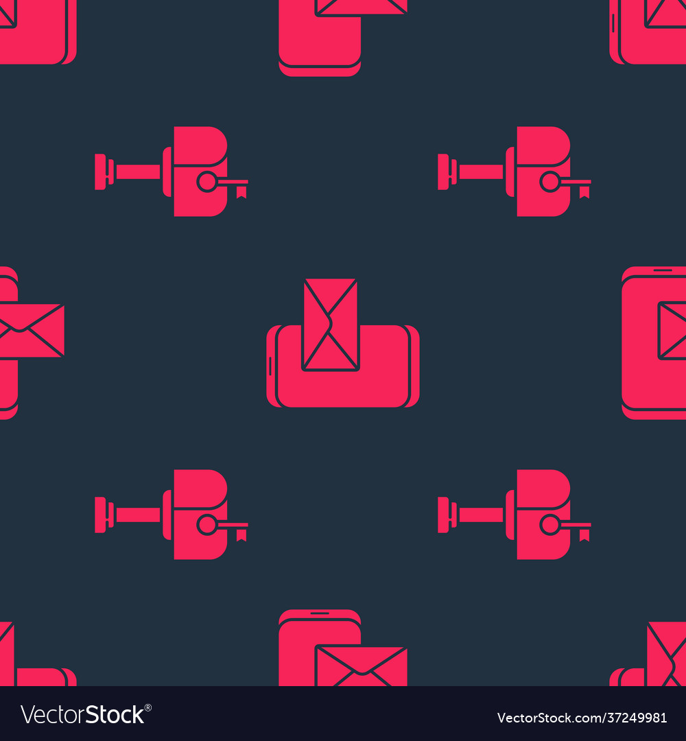 Set mail box and mobile envelope on seamless vector image Set mail box and mobile envelope on seamless