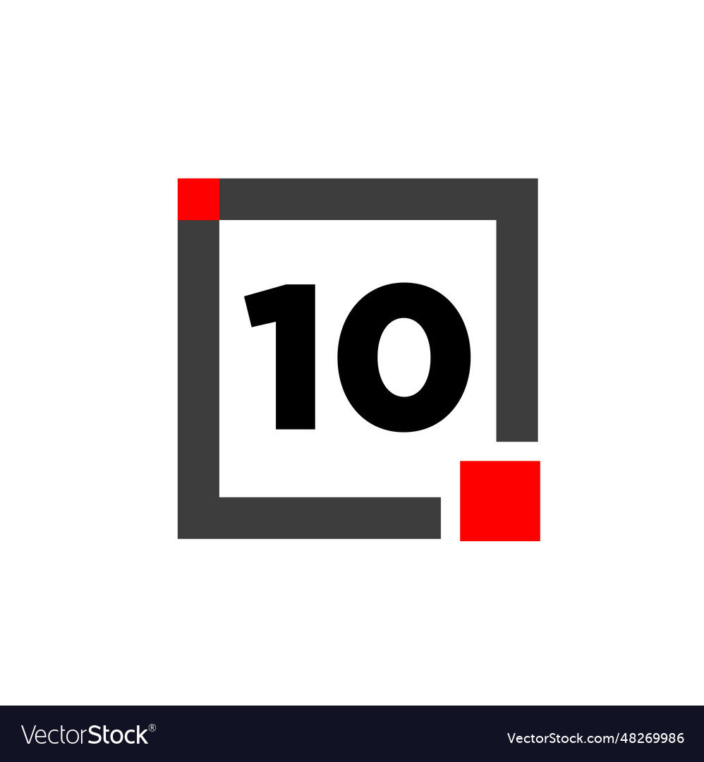 10 number with square box icon monogram vector image 10 number with square box icon monogram