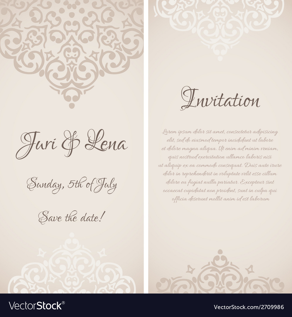 Baroque damask wedding invitation banners Vector Image