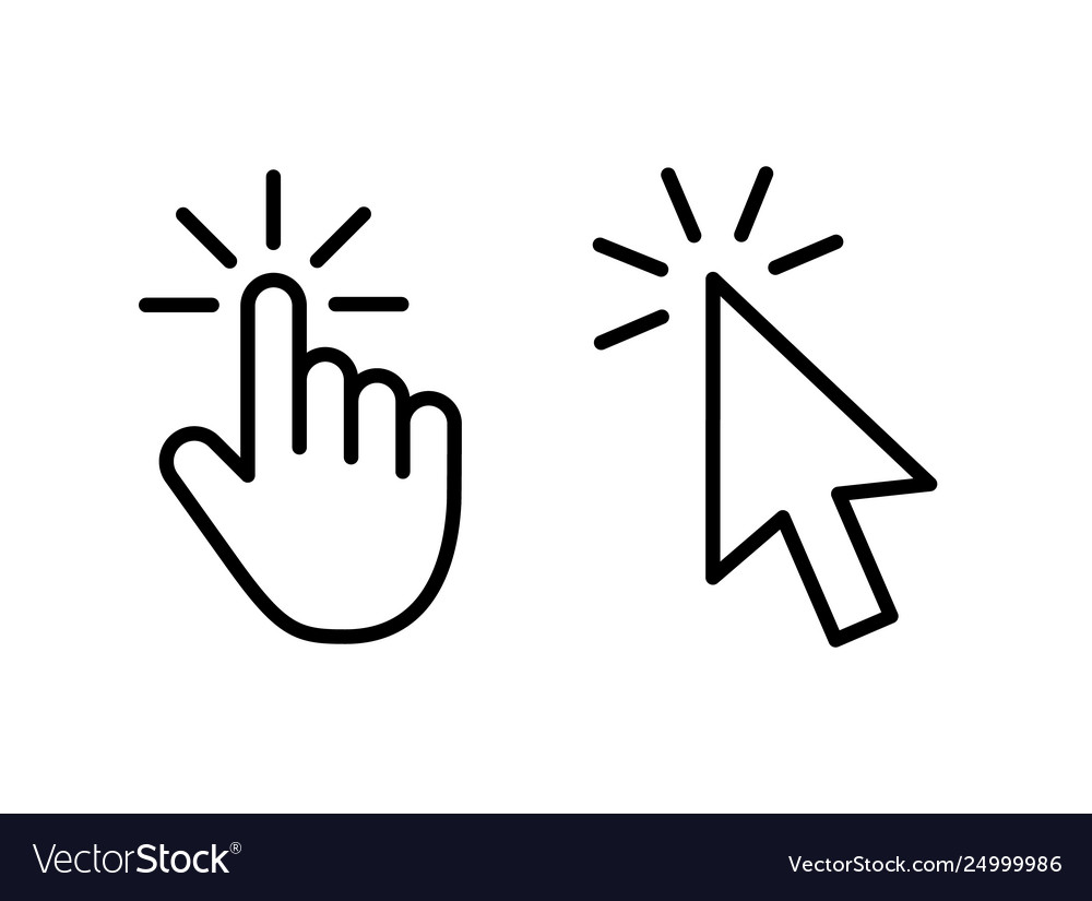 Computer mouse click cursor gray arrow icons set Vector Image Computer mouse click cursor gray arrow icons set