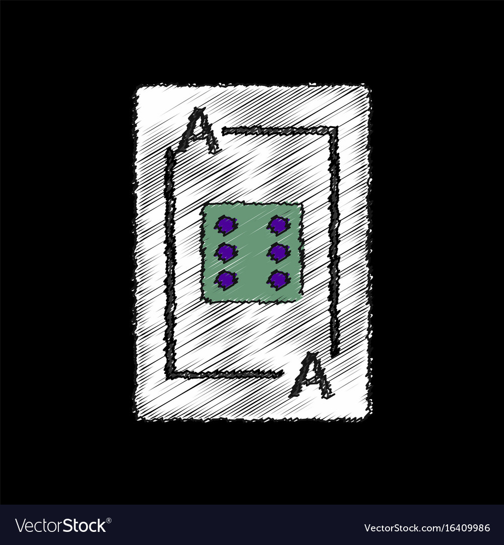 Flat shading style icon dice on playing card