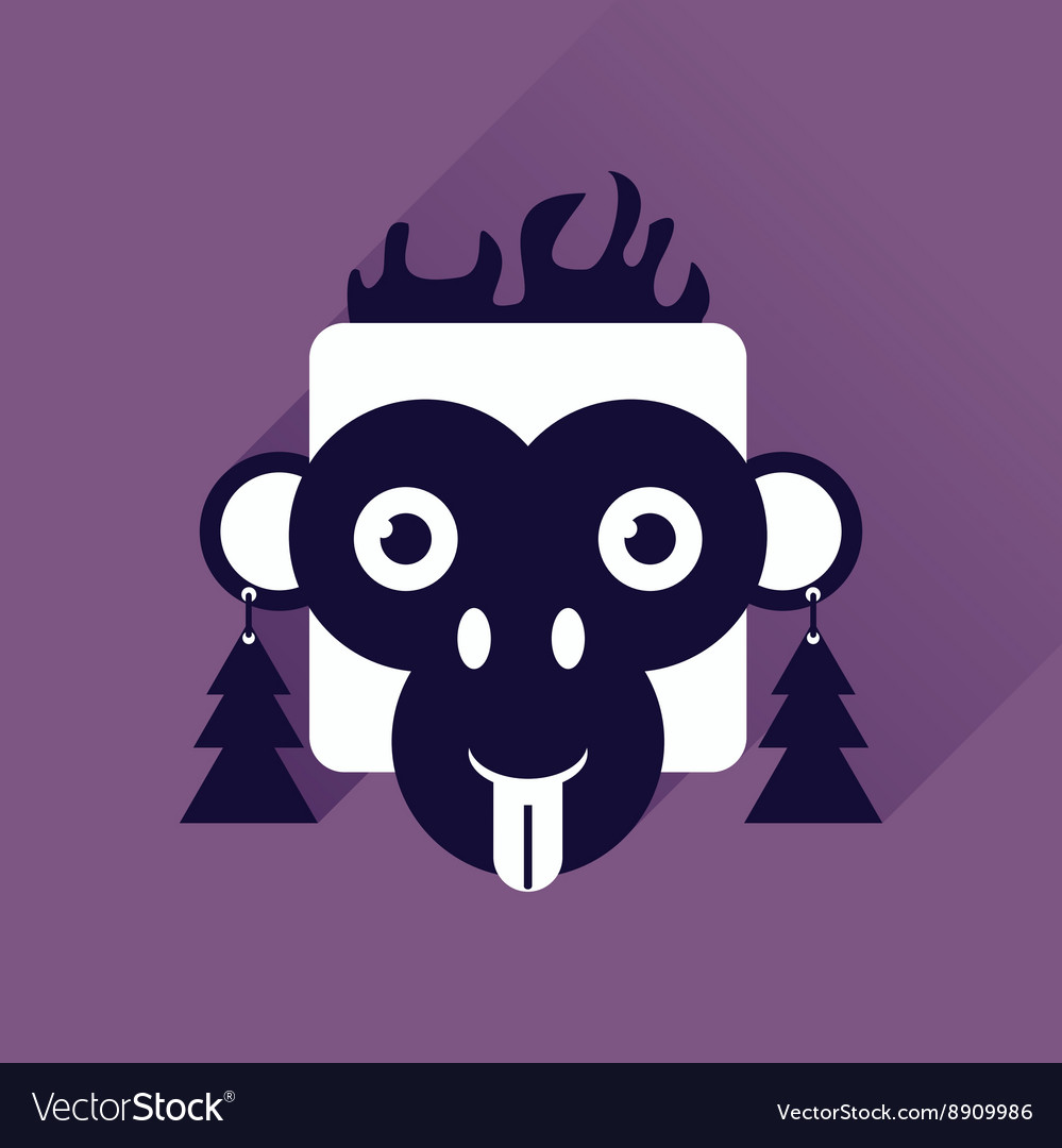 Flat web icon with long shadow monkey