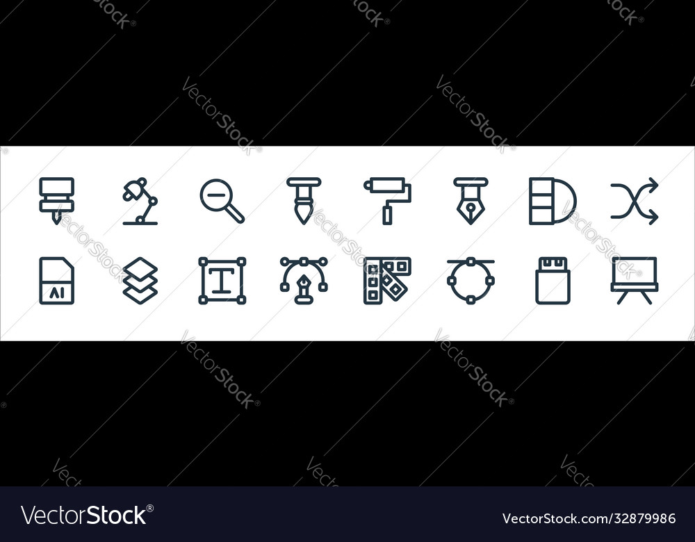 Graphic design line icons linear set quality