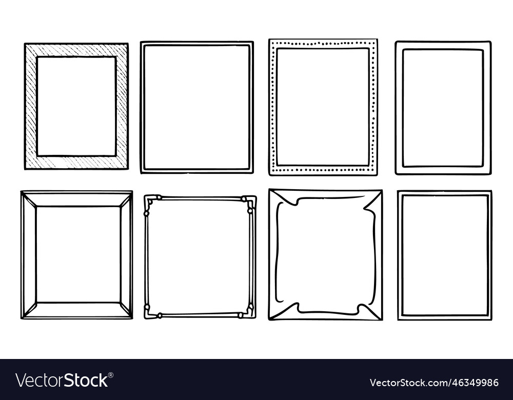 Hand-drawn frames of empty photo borders