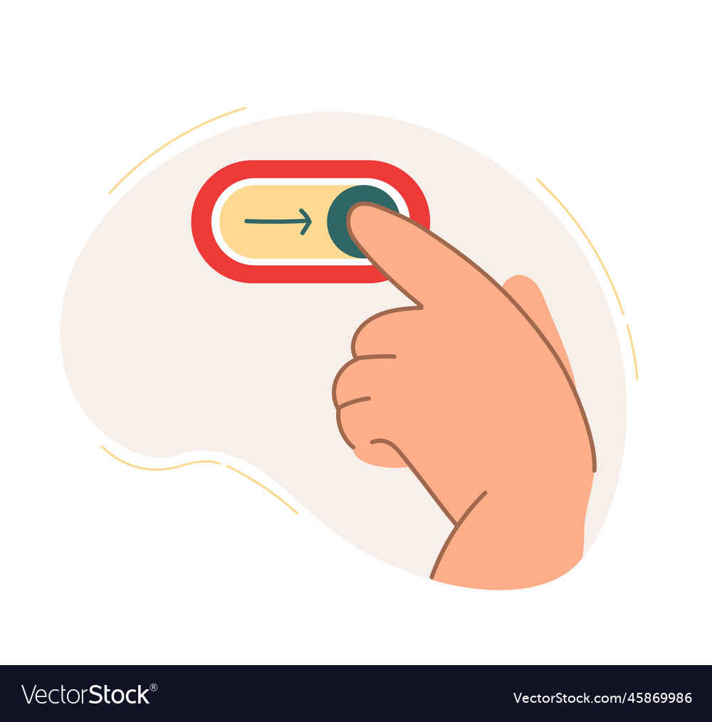 Hand switches the toggle button concept Royalty Free Vector