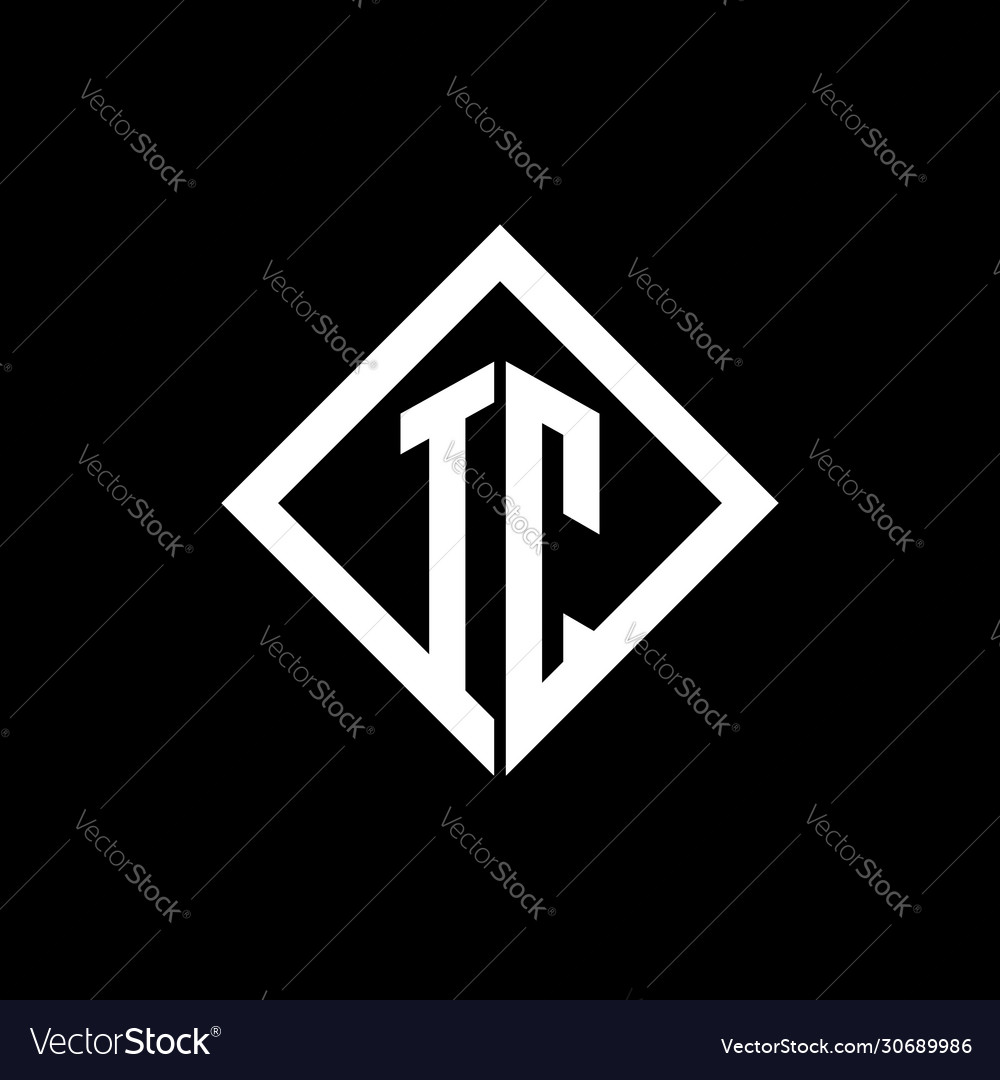 Ic logo monogram with square rotate style design vector image Ic logo monogram with square rotate style design
