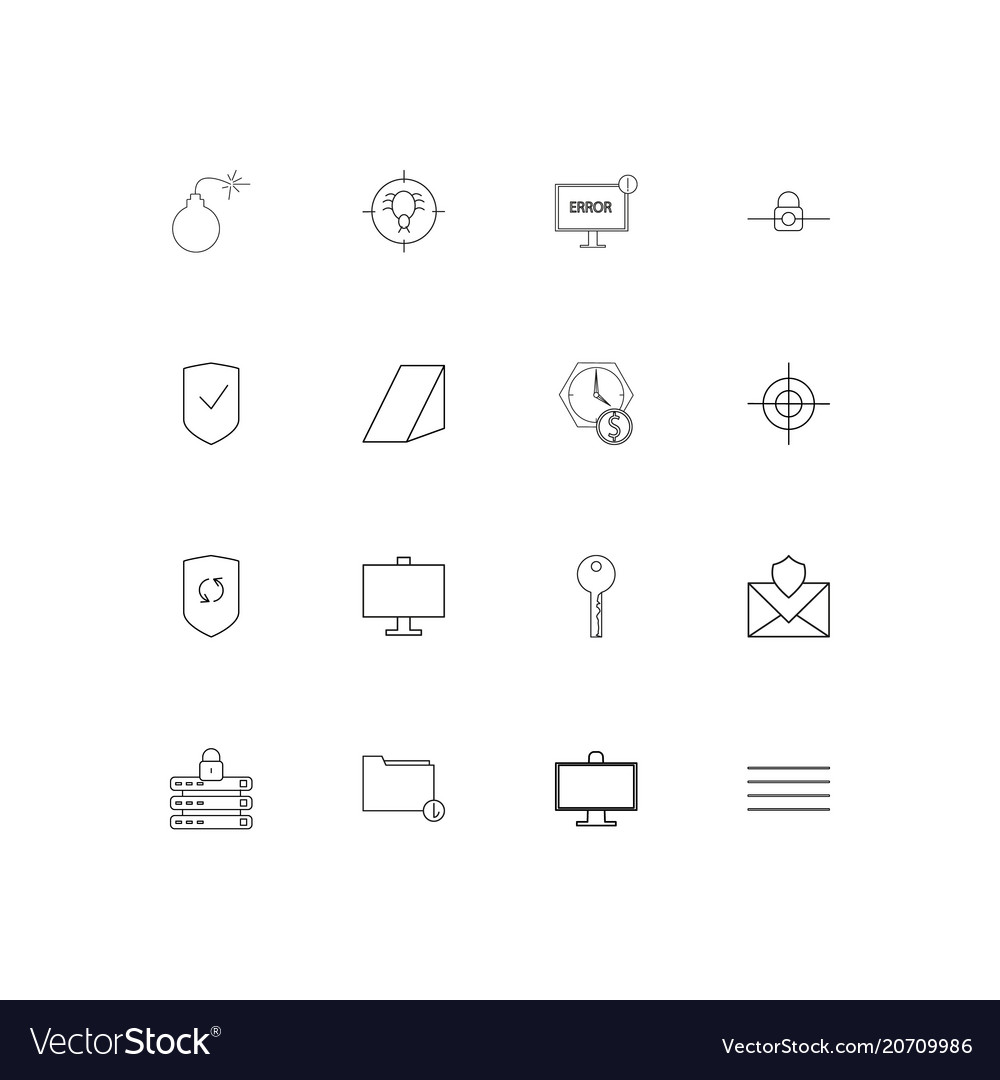 Internet security simple linear icons set
