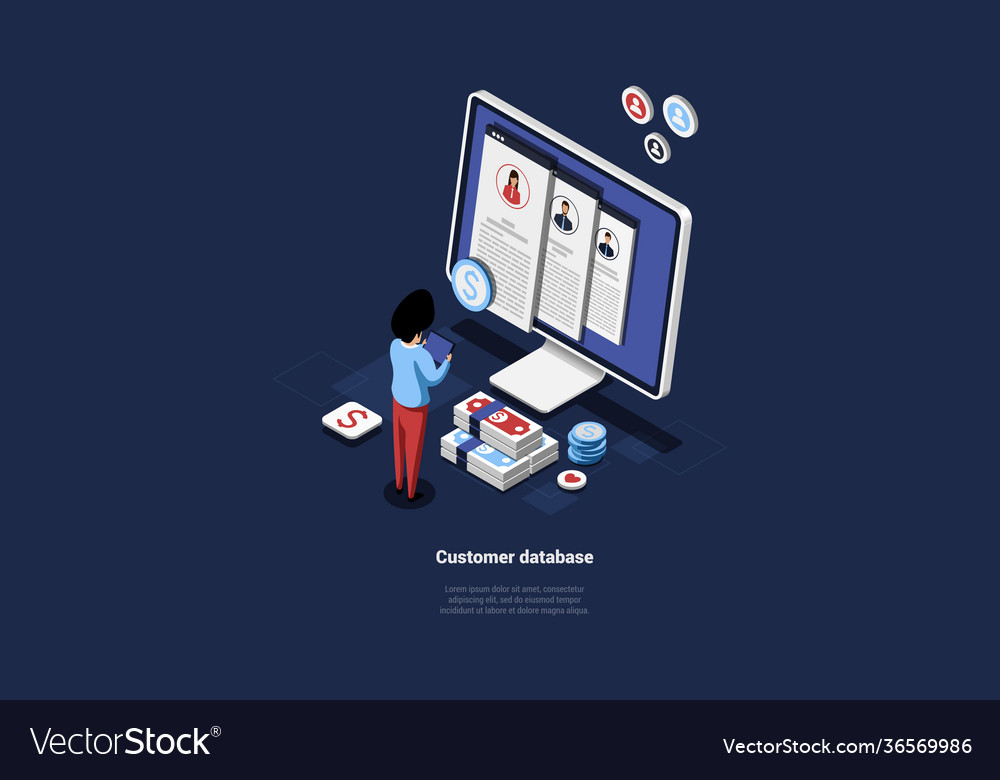 Isometric Customer Database Concept
