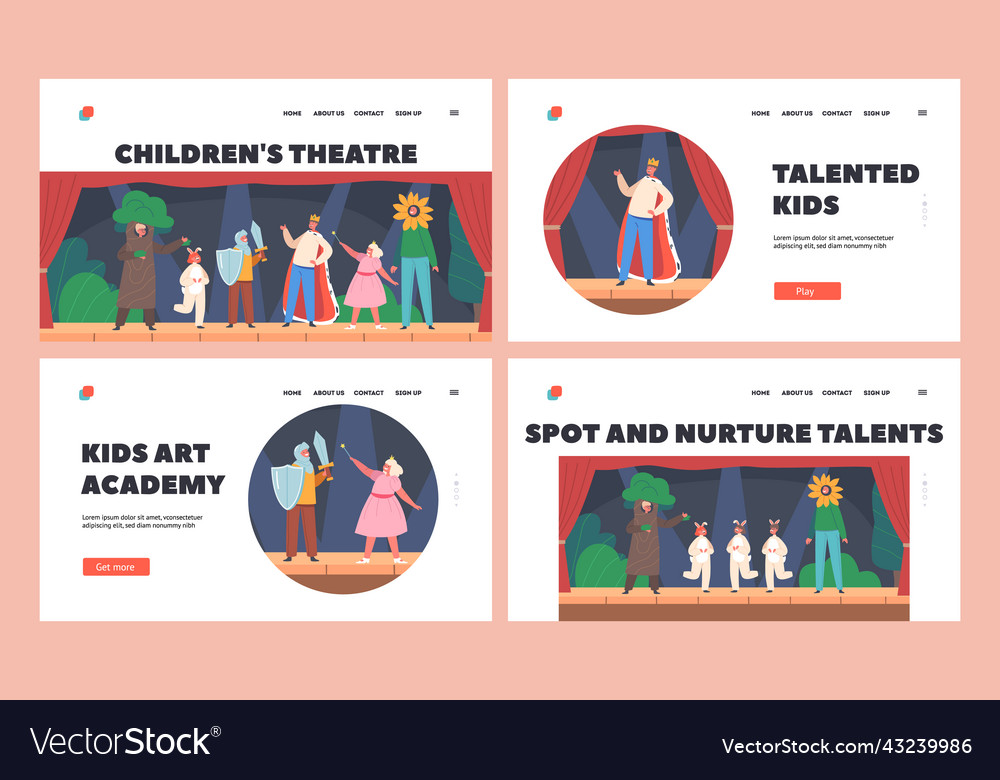 Little artists landing page template set children Vector Image