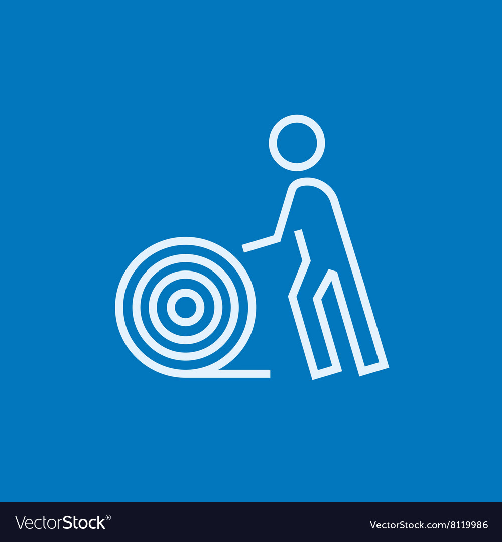 Man with wire spool line icon