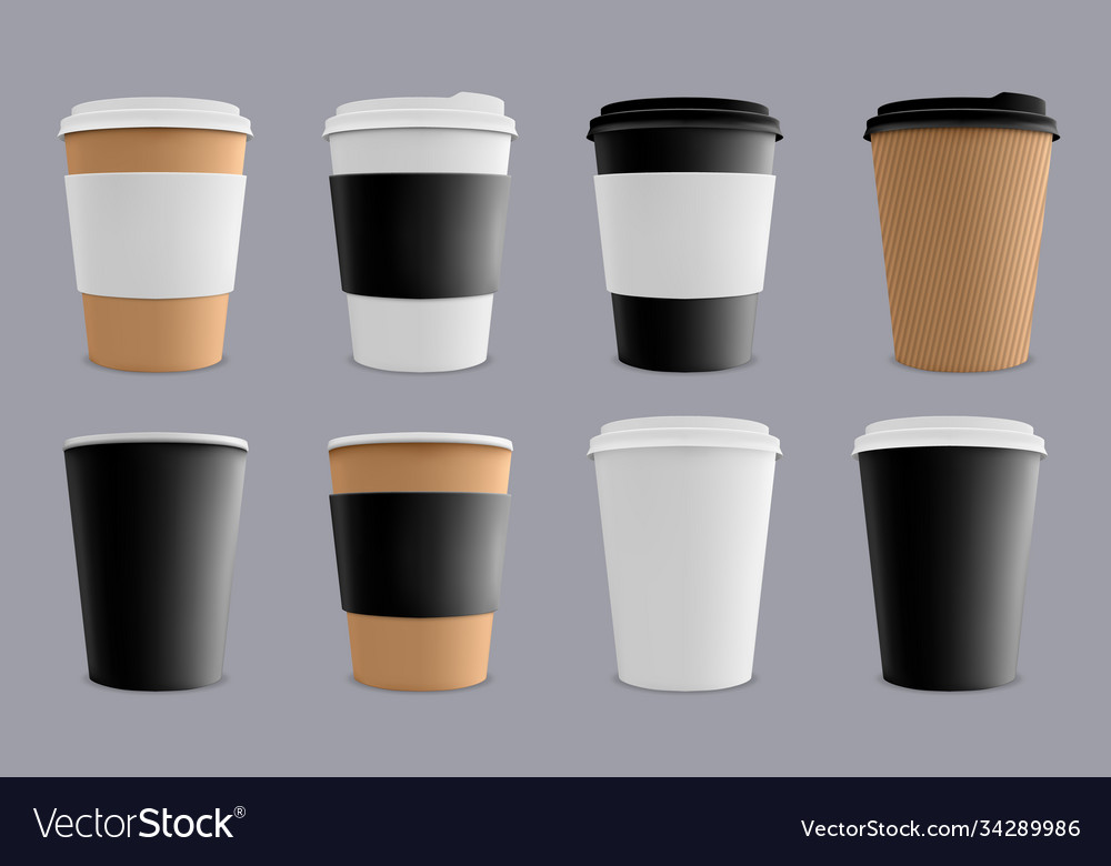 Realistic coffee cup paper cardboard coffee cups Vector Image