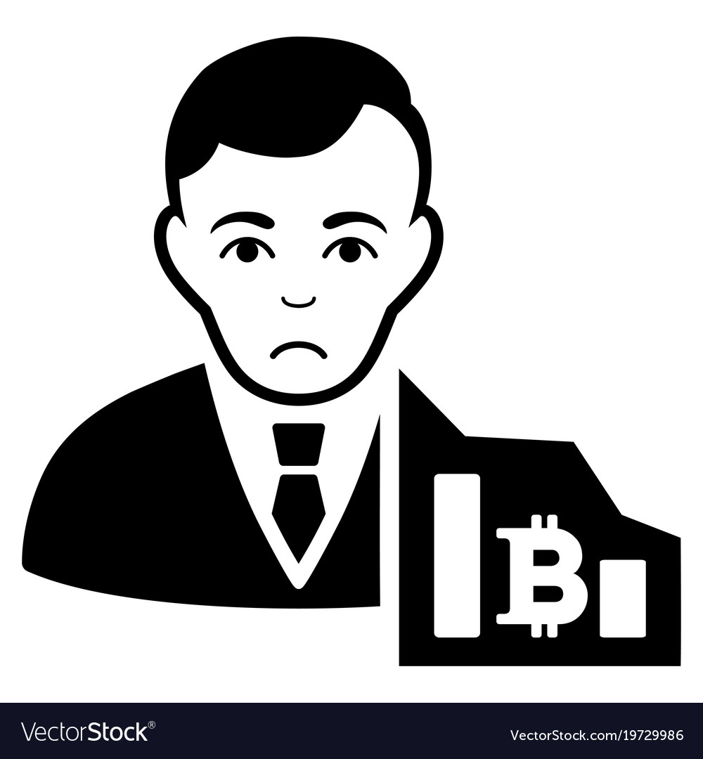 Sad bitcoin trader black icon