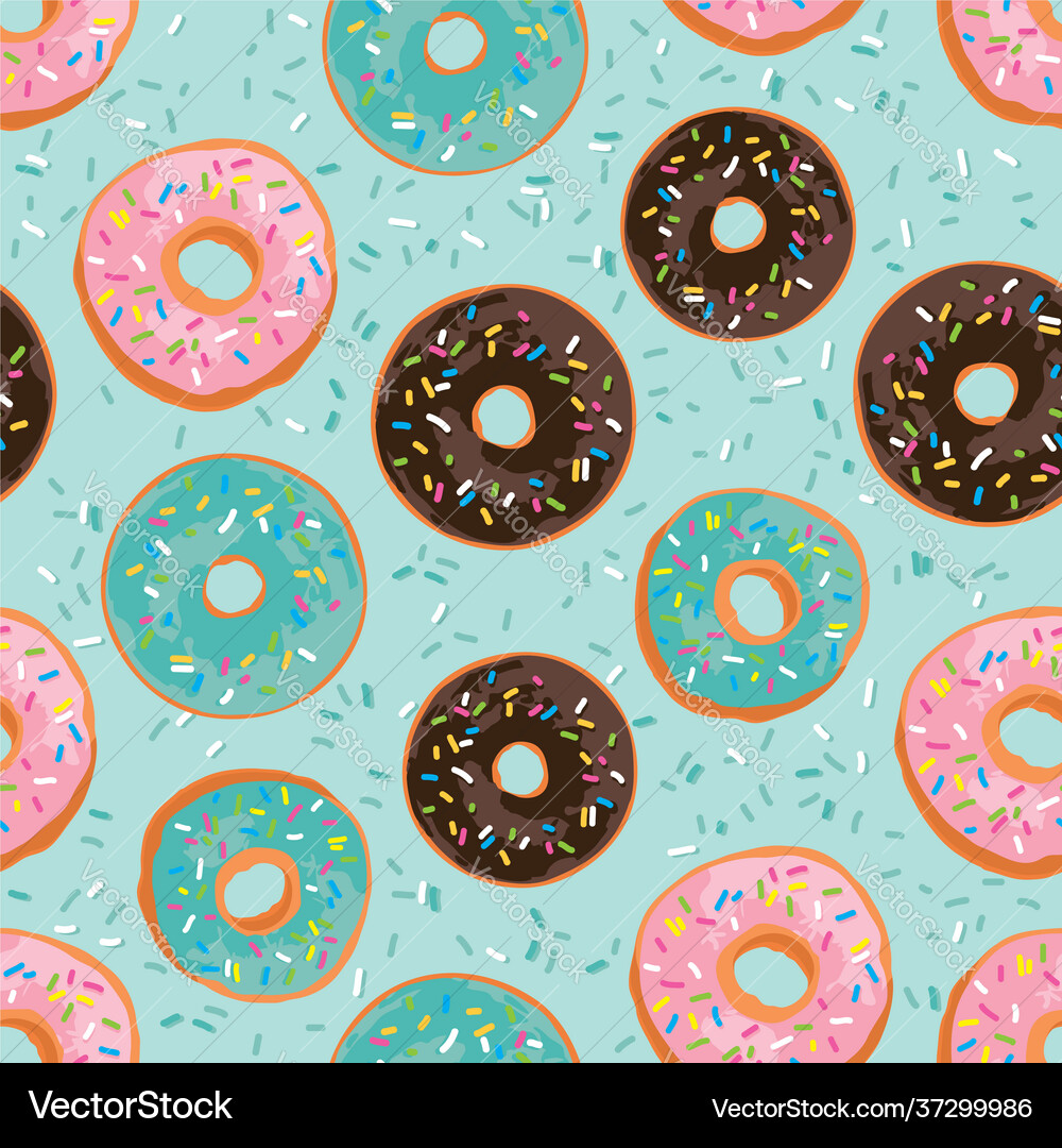 Seamless pattern with bright sweet donuts Vector Image
