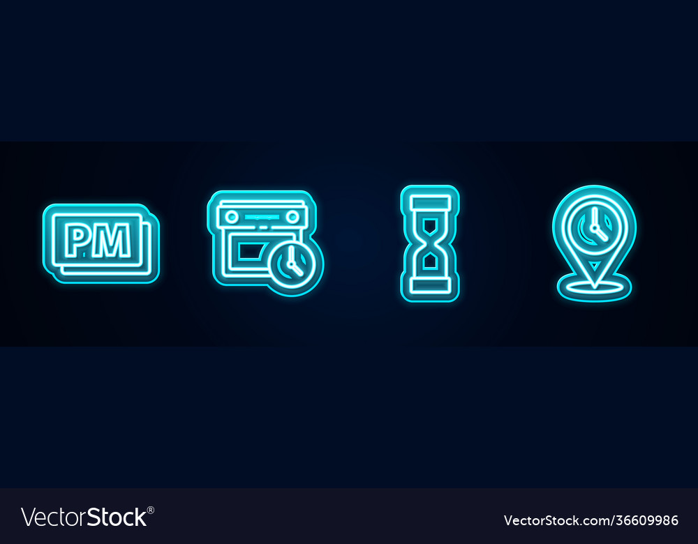 Set line clock pm calendar and old Vector Image Set line clock pm calendar and old