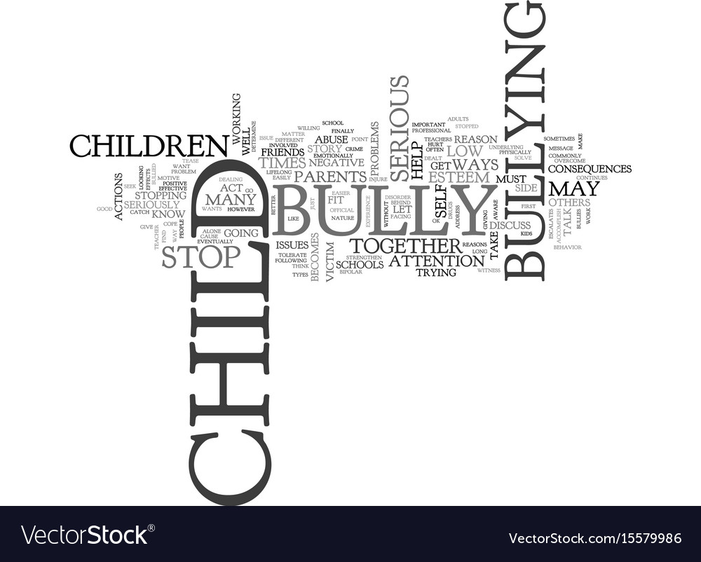 What to do if your child is a bully text word Vector Image