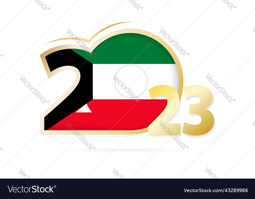 Year 2023 with kuwait flag pattern