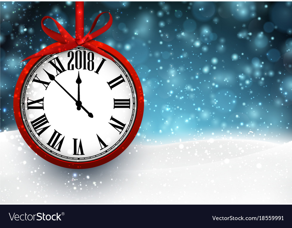 2018 new year background with clock