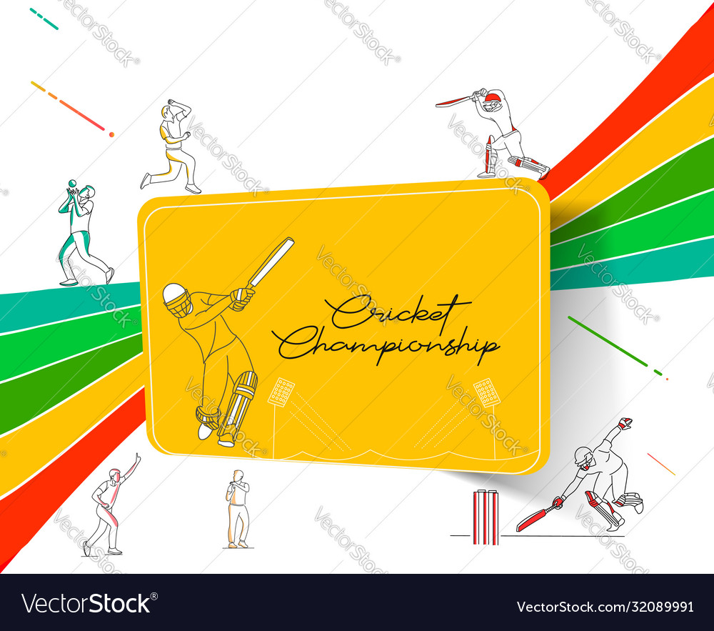 Abstract colorful pattern with batsman and bowler