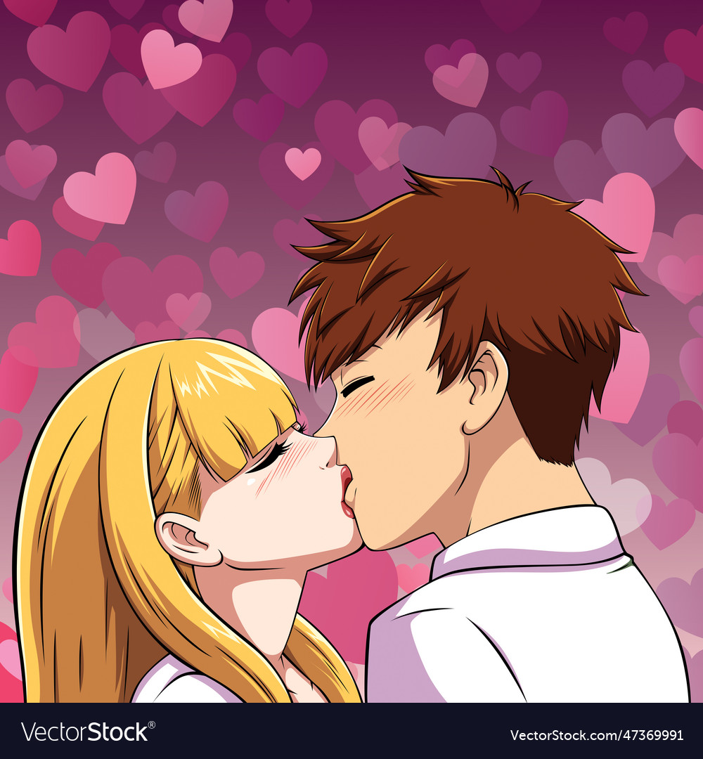 Couple kiss girls-Anime Design HD Wallpaper Preview