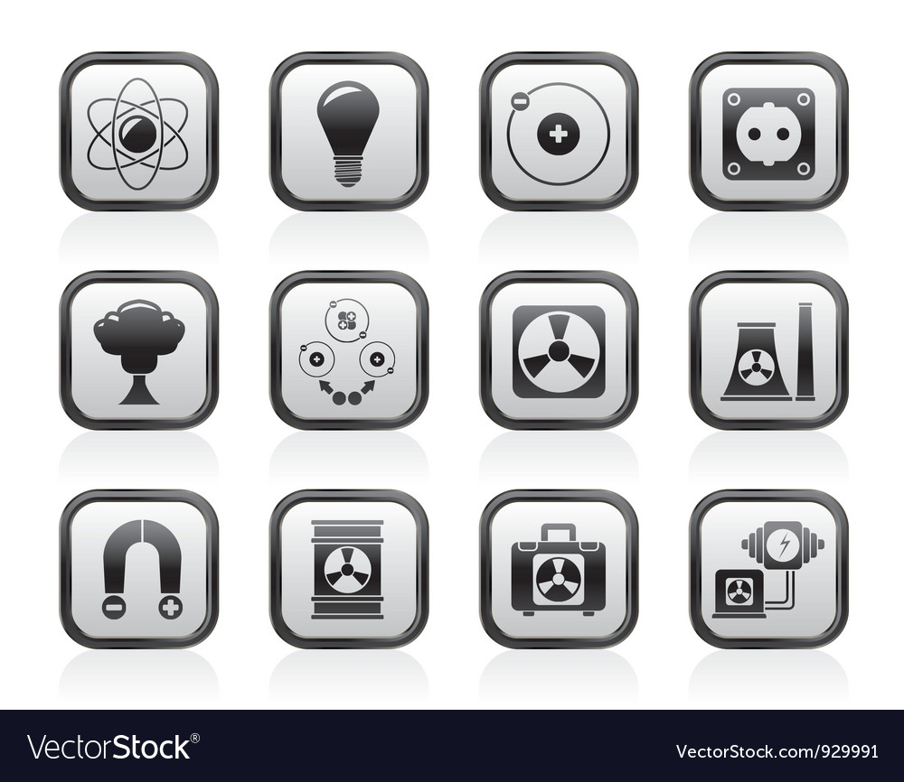 Atomic and nuclear energy icons