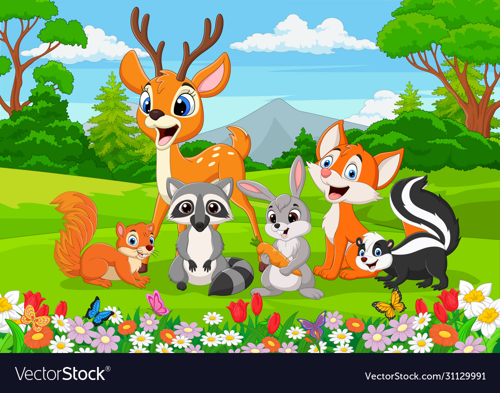 Cartoon wild animals in jungle Royalty Free Vector Image Cartoon wild animals in jungle Royalty Free Vector Image