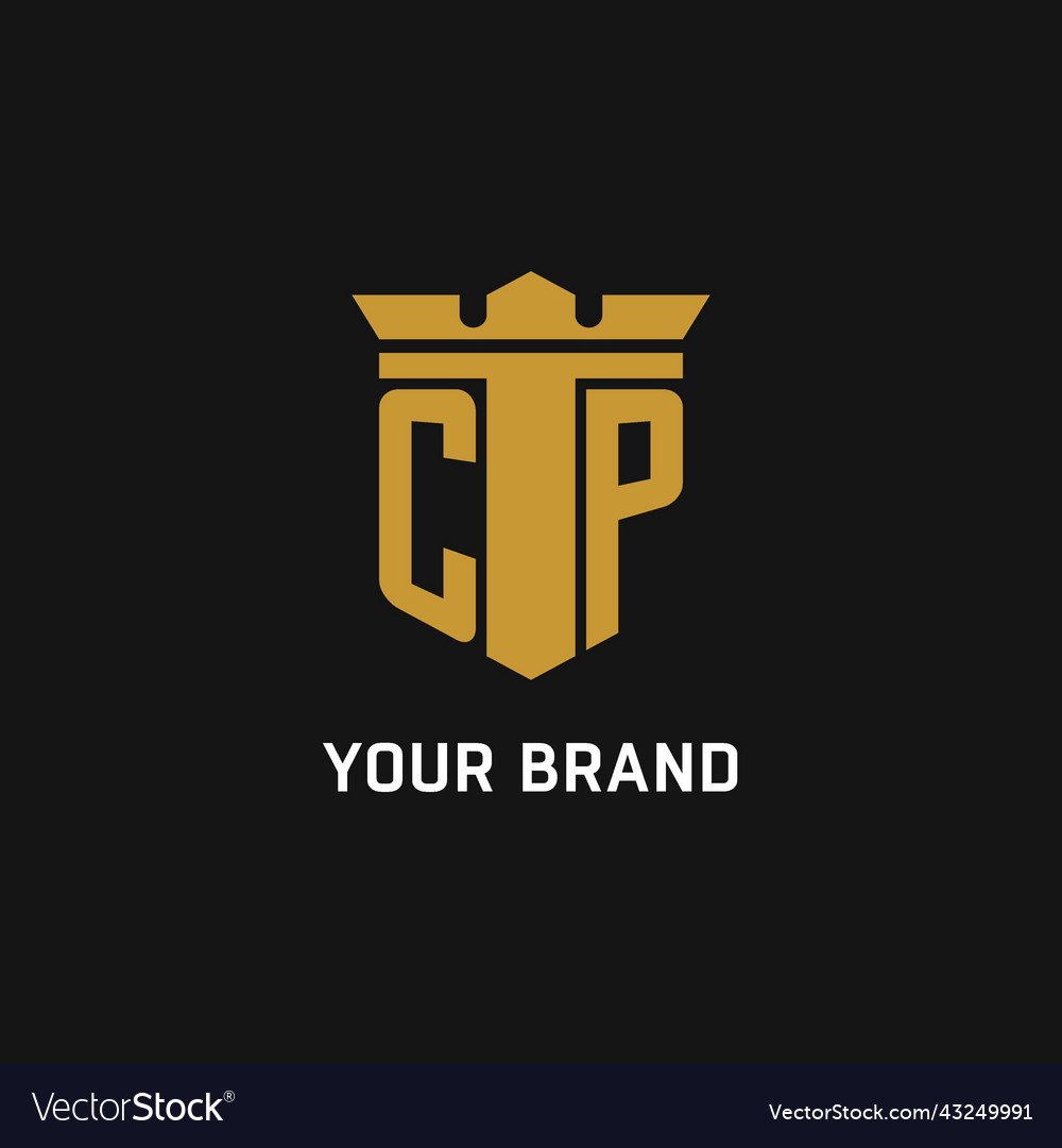 Cp initial logo with shield and crown style