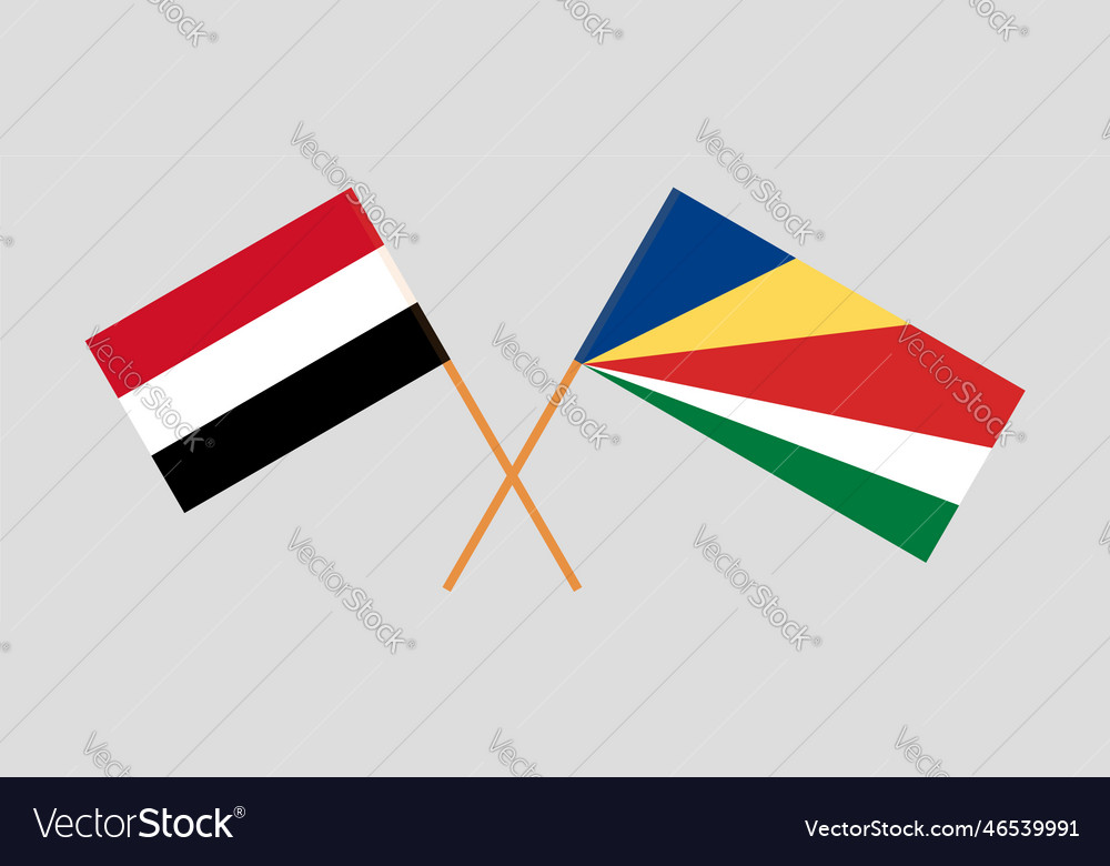 Crossed flags of yemen and seychelles