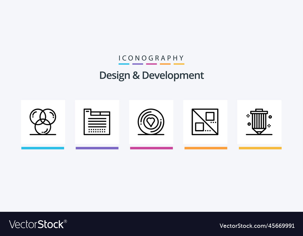 Design and development line 5 icon pack including
