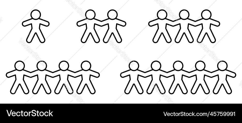 Icon set of human group holding hands people Vector Image