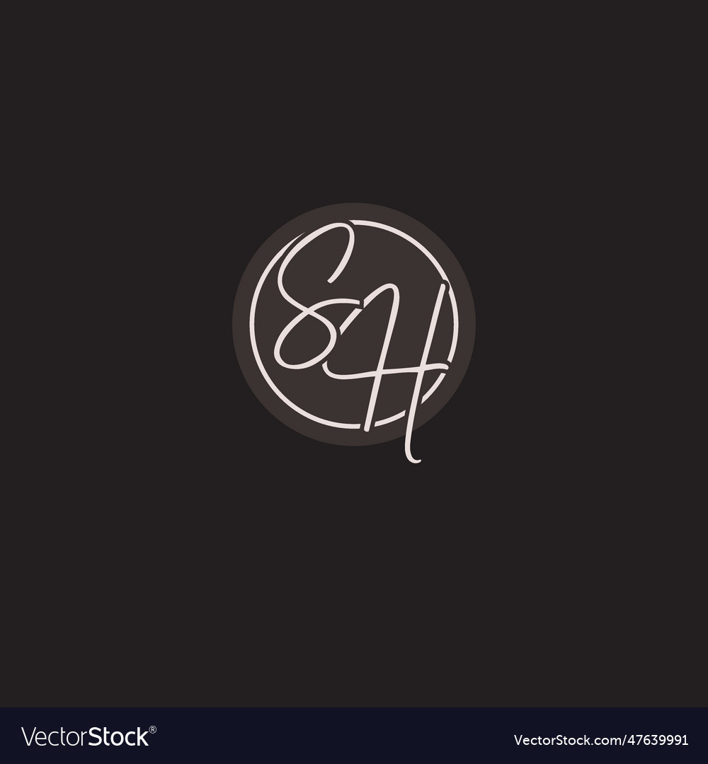 Initials sh logo monogram with simple circle line Vector Image Initials sh logo monogram with simple circle line