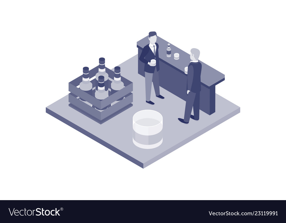 Isometrisches Innere der Bar zwei Geschäftsleute