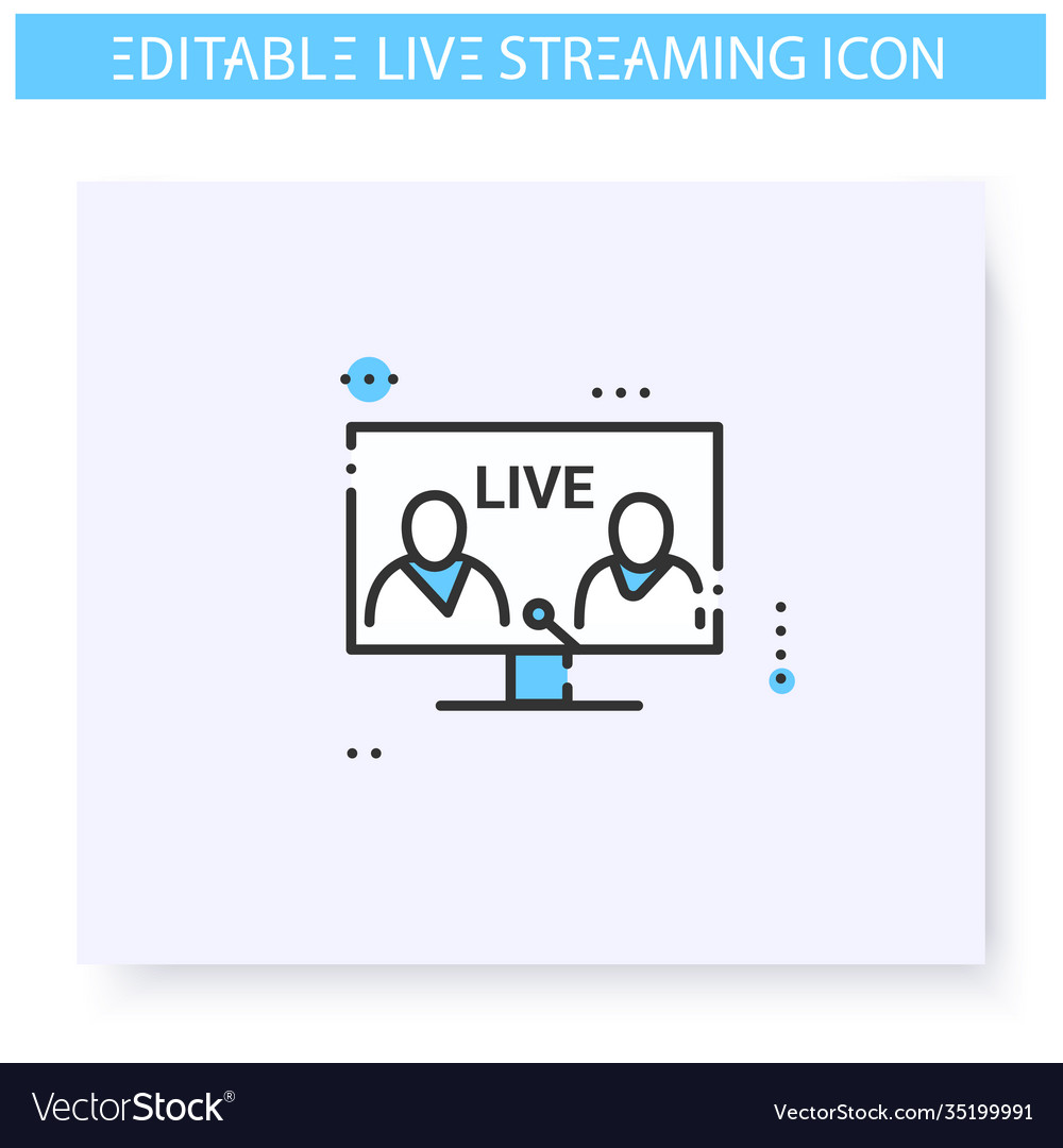 Live interview line icon editable Vector Image Live interview line icon editable