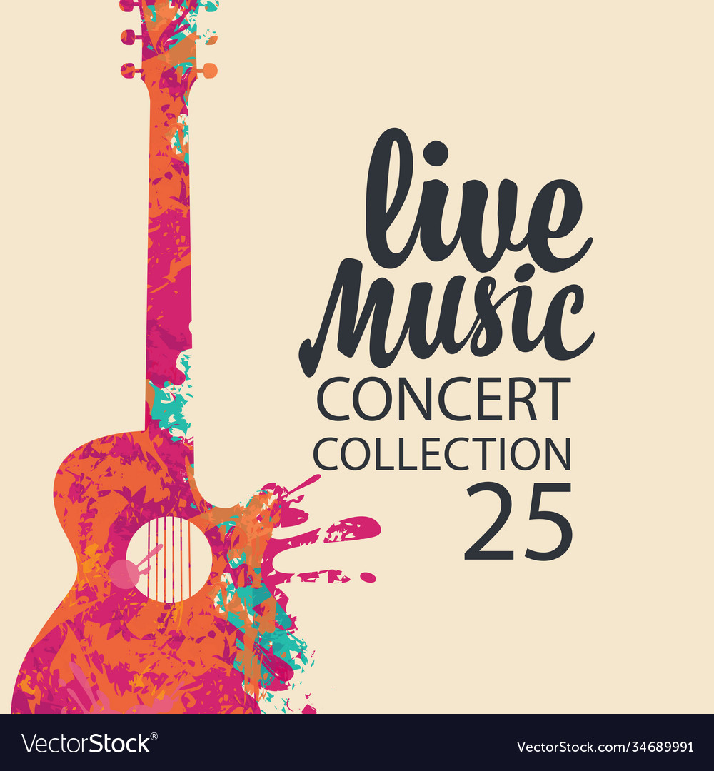 Poster for a live music concert with a guitar Vector Image