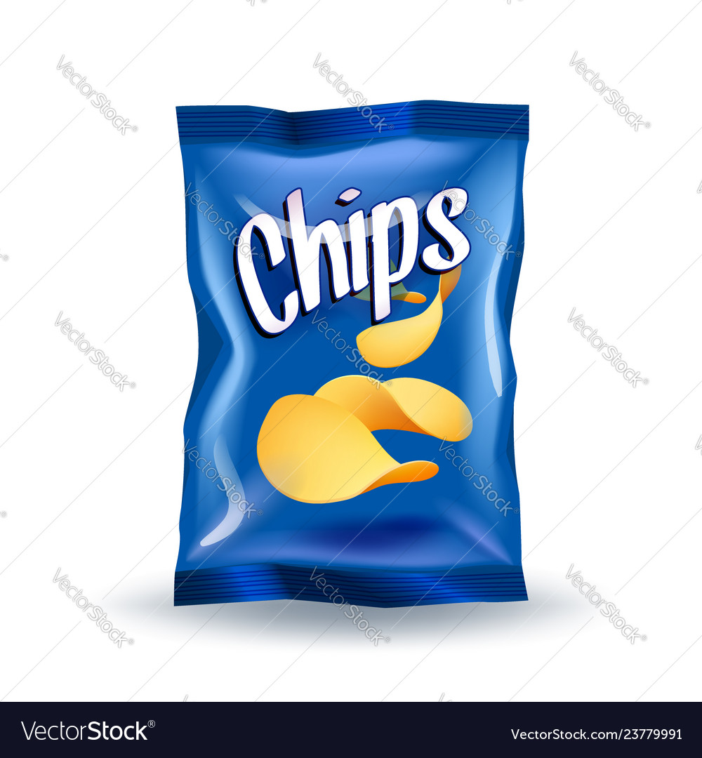 Realistic mockup package of blue chips package Vector Image