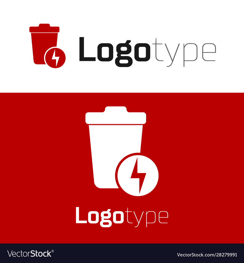 Red lightning with trash can icon isolated vector image Red lightning with trash can icon isolated