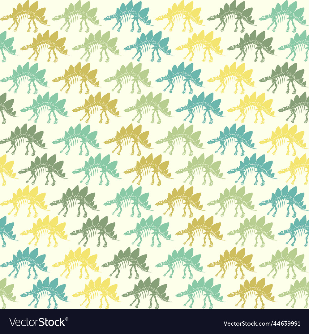 Seamless pattern with dinosaur skeleton