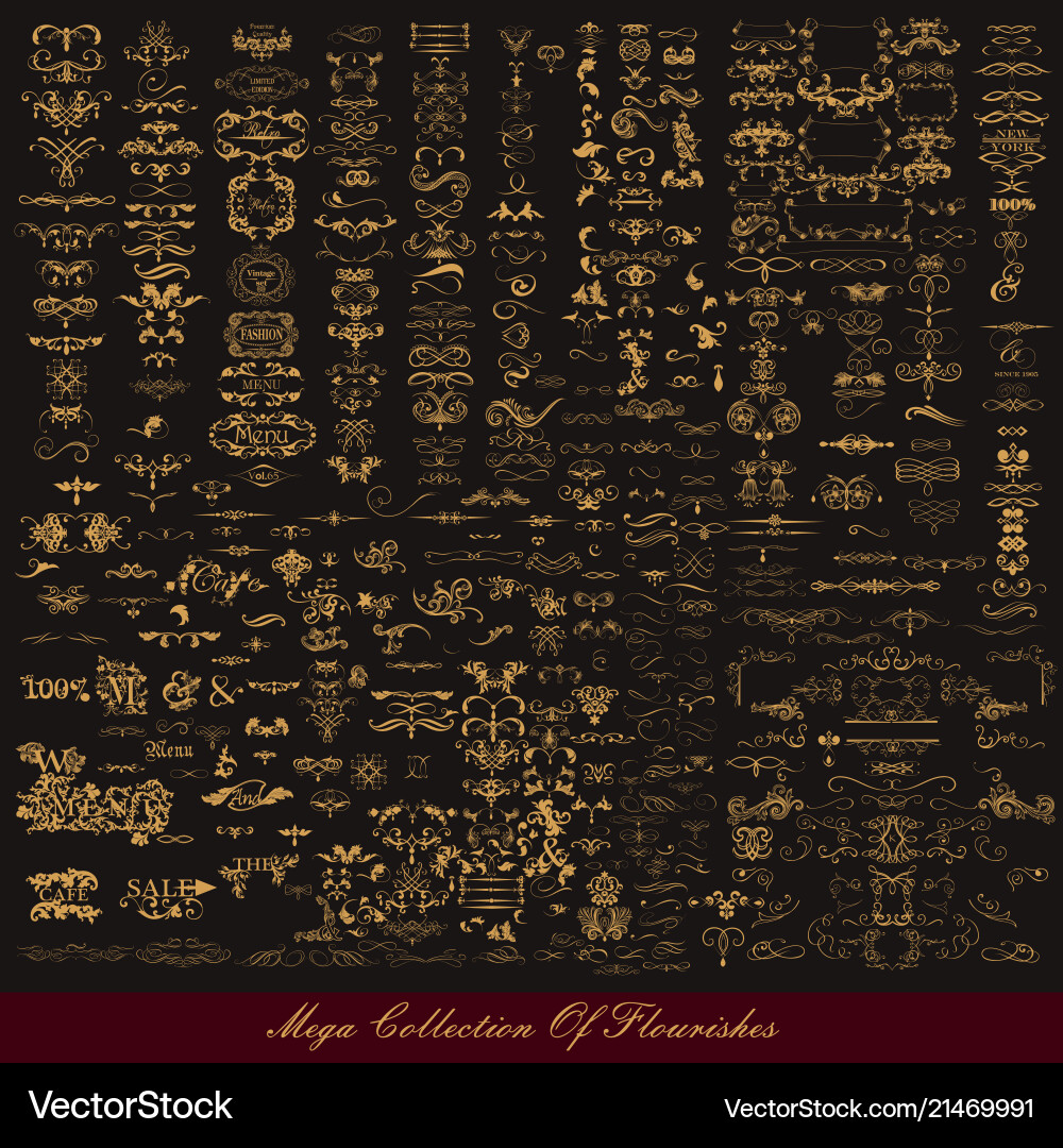 Set calligraphic elements for design Royalty Free Vector