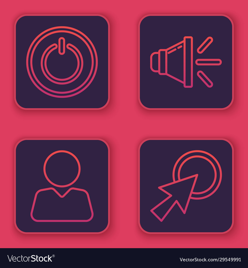 Set line power button add to friend speaker Vector Image Set line power button add to friend speaker