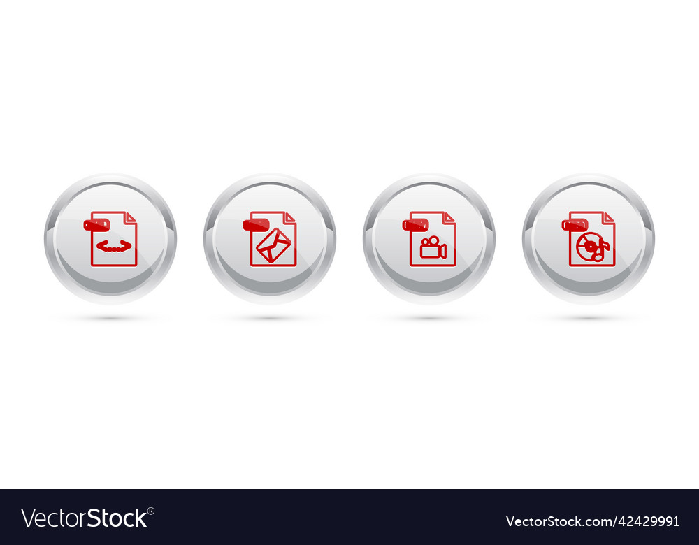 Set line xml file document msg mov and mp3 vector image Set line xml file document msg mov and mp3