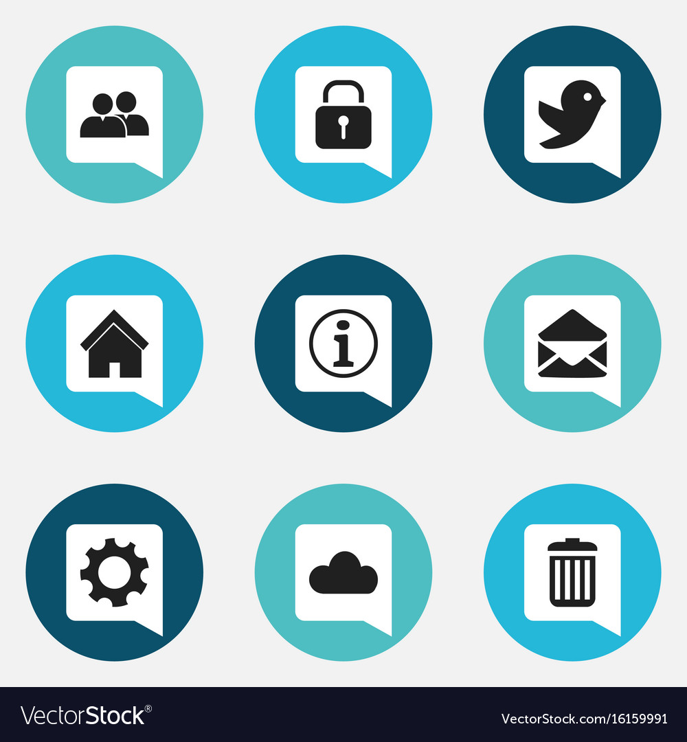 Set of 9 editable network icons includes symbols