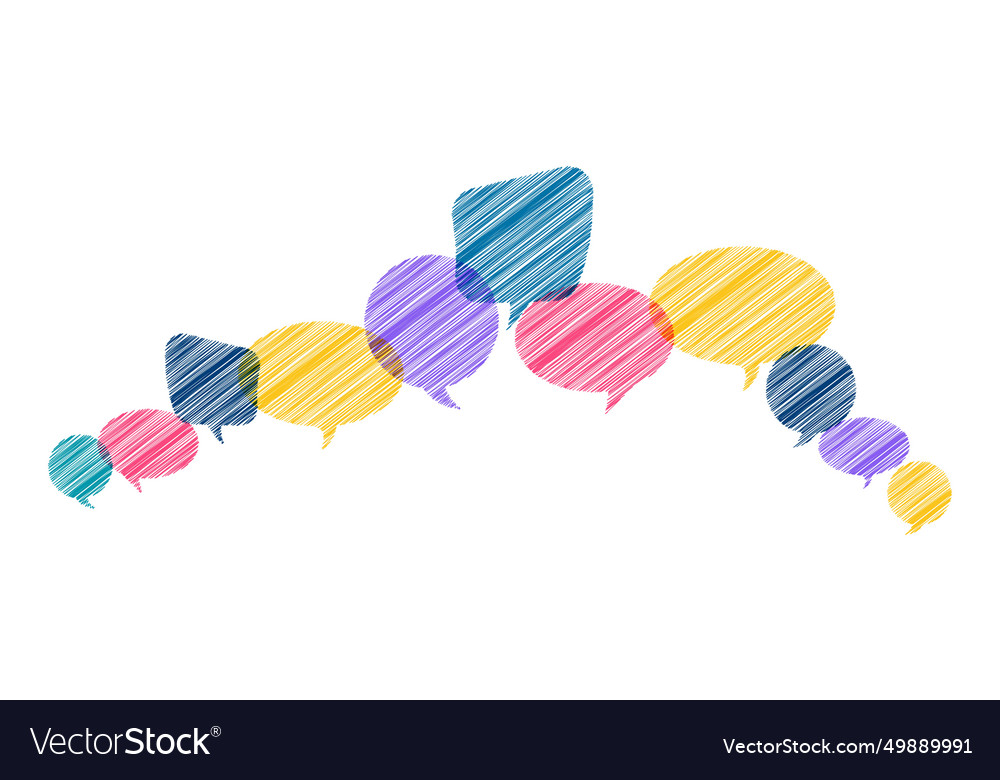 Set of speech bubble text with trendy scribble vector image Set of speech bubble text with trendy scribble