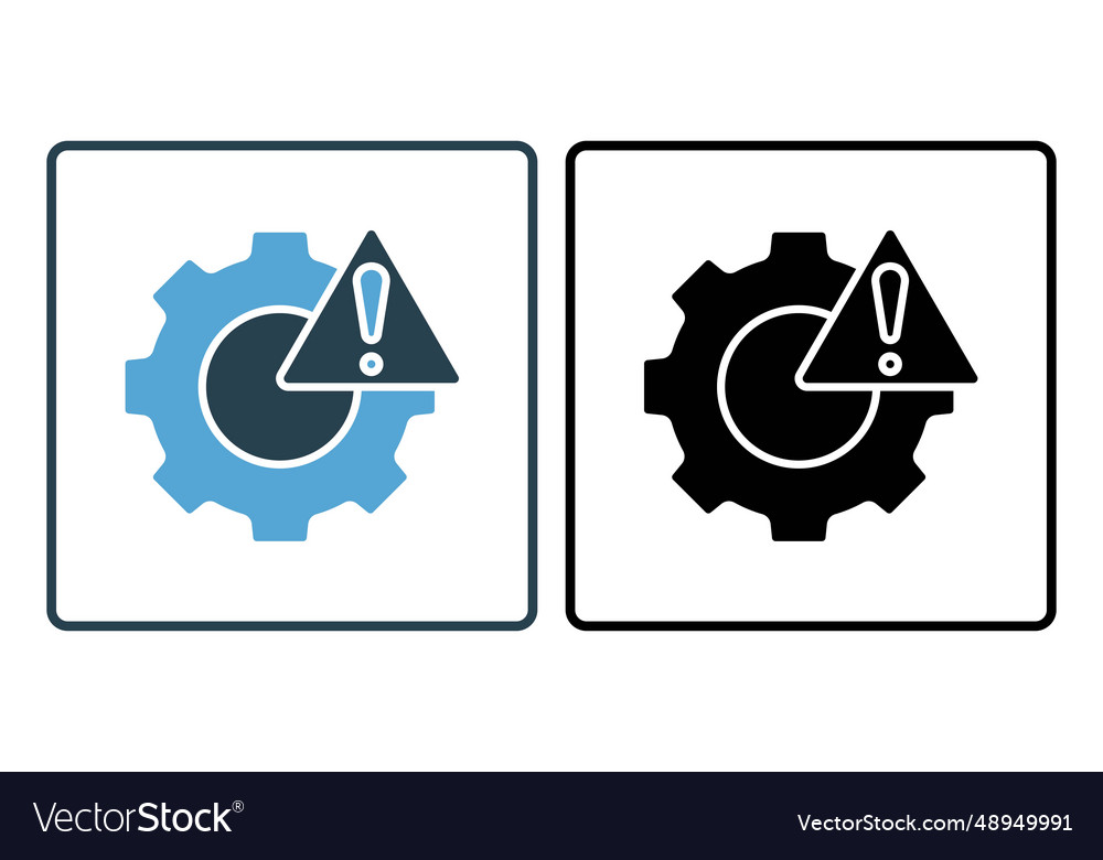System error icon gear with exclamation mark vector image System error icon gear with exclamation mark