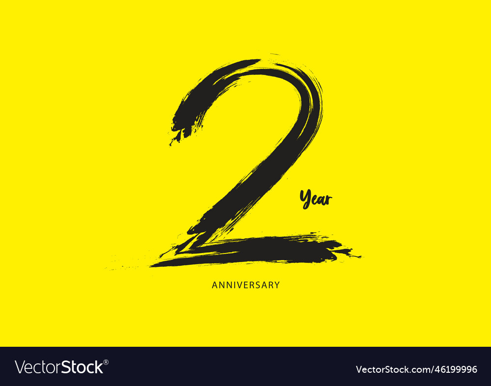 2 year anniversary celebration logotype on yellow Vector Image